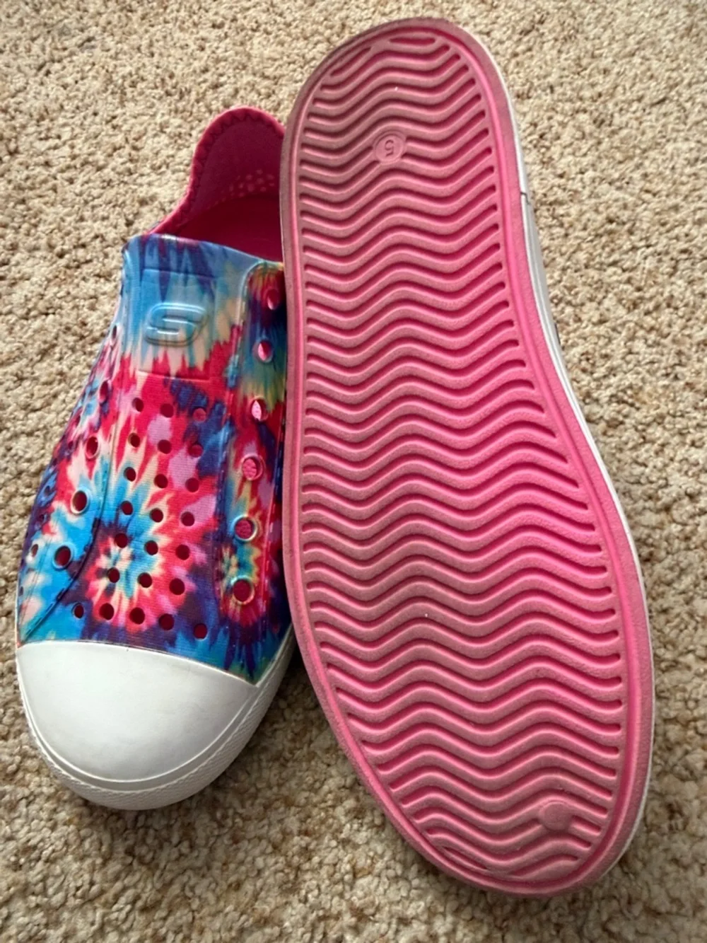 Skechers Kids Tie-Dye Slip-On Swim water shoes  - Pink/Blue/Yellow Multi